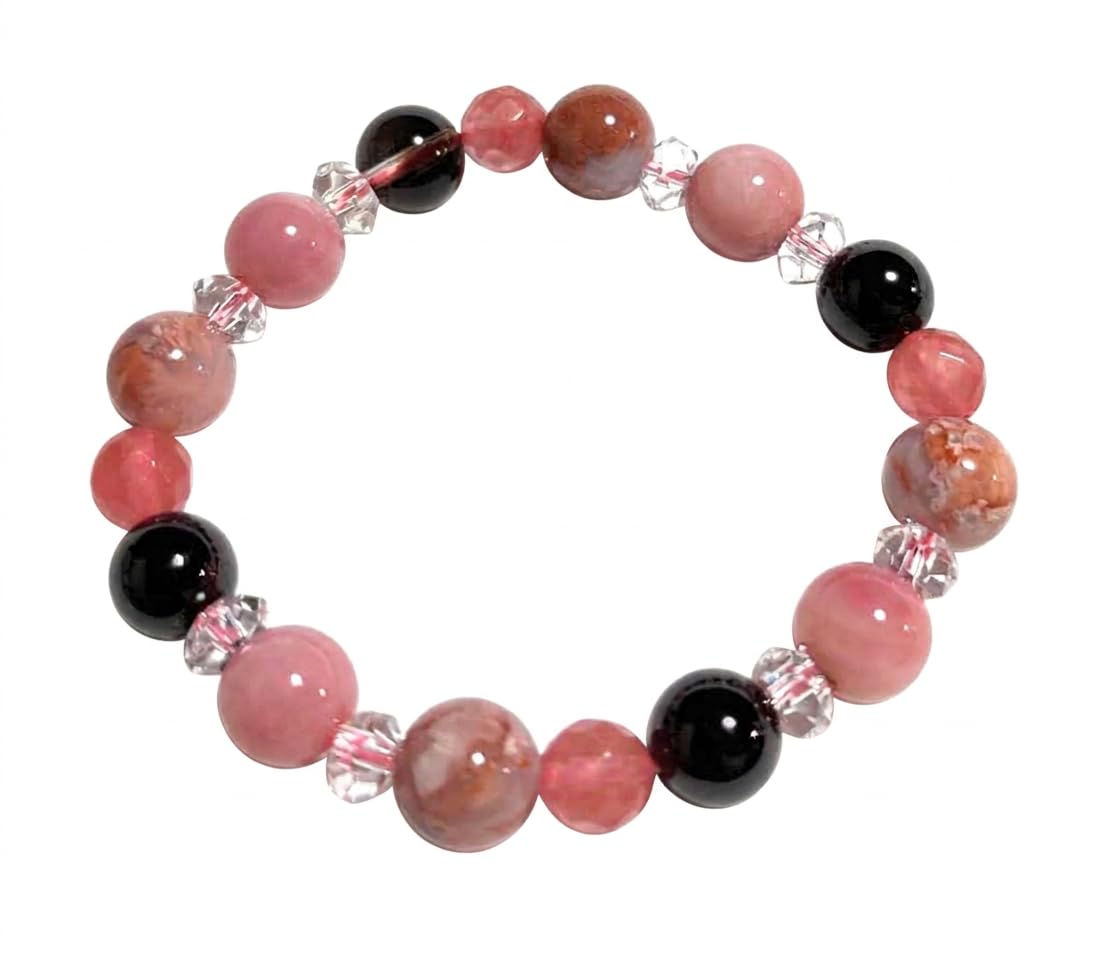 

Limited time offer in April [Malline] Natural Stone Power Stone Bracelet - Cherry Blossom Agate, Pink Opal, Smoky Quartz - Size: 10mm - Inner