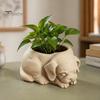 Modern White Minimalist Planter Cute Puppy Planter, 3D Printed Decorative Plant Pot, Unique DIY Hand Painted Flower Pot Dog Shaped for Succulents Home