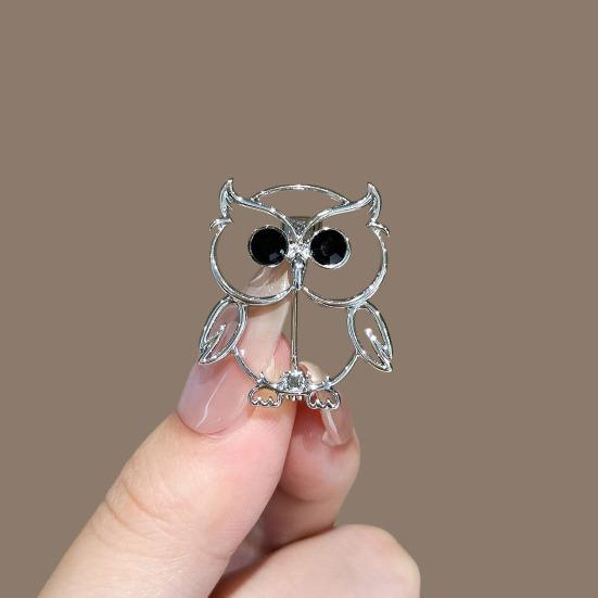 Owl Brooch Strong Pin Safe Anti-Lost High-Quality Alloy Durable Anti-Oxidation Hollow Cute Design Gold Silver Multifunctional Jewelry Accessories