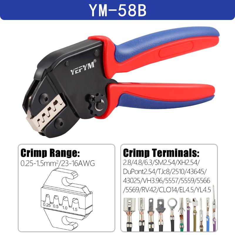 7-Inch Mini SN Crimping Pliers DuPont Wire Connector Insulated Terminal Spring Electrician Cold-Pressed Terminal YM-58BR
