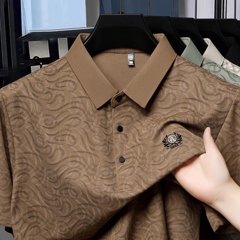 Camisa Polo Masculina Manga Curta Gola Lapela Roupa Média e Superior Camiseta Base