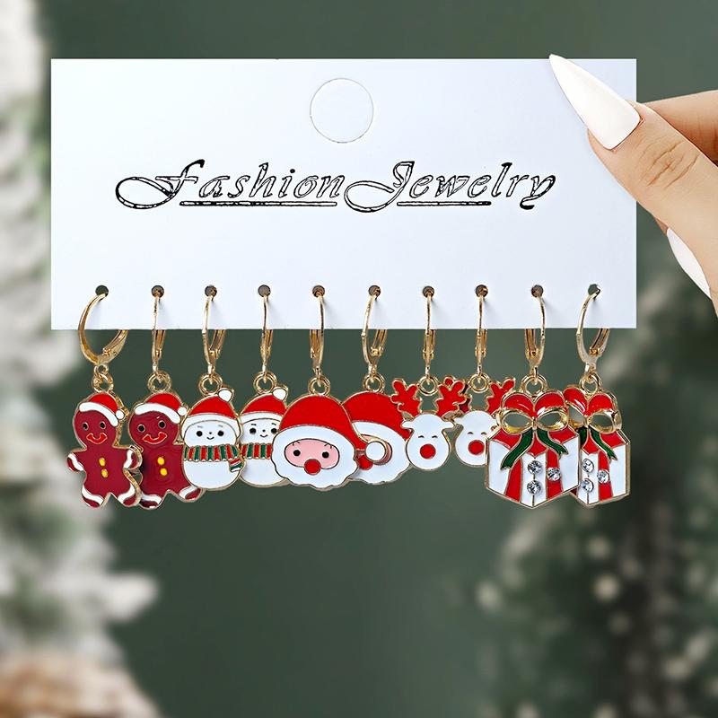 Christmas Jewelry Holiday Santa Claus Christmas Tree Reindeer Earrings Set