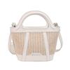 Casual fashion portable bucket bag women's summer new straw shoulder bag texture splicing messenger bag