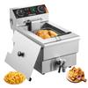 VEVOR Commercial Deep Fryer, 3000W Electric Countertop Fryer with Basket, 11.6Qt / 11L Stainless Steel Single Oil Fryer with Time & Temp Control