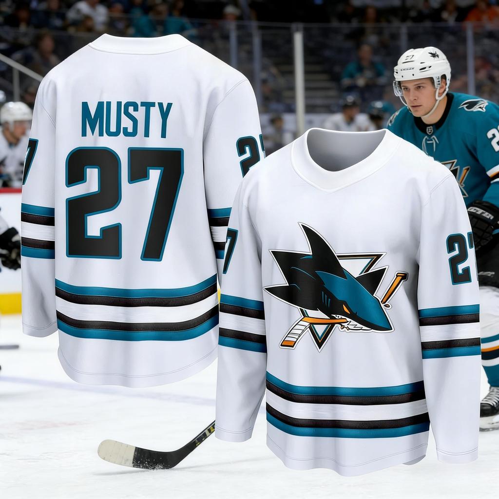 Maglia Sportiva da Hockey su Ghiaccio più Venduta 2026 Uomo Serie Squalo Stampata 3D Traspirante Asciugatura Rapida Bianco Manica Lunga Top Bambini