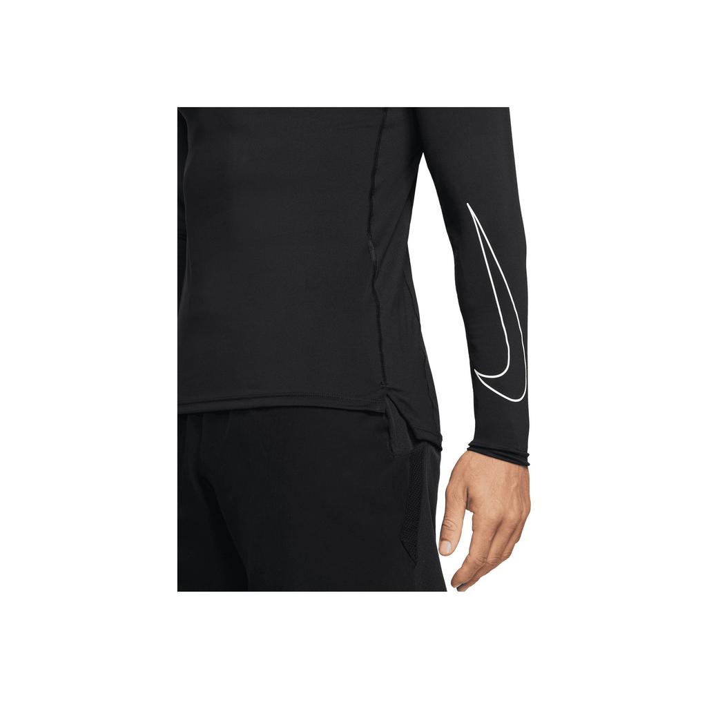 Nike Pro Dri-Fit Logo Patchwork Slim Fit Long Sleeve T-Shirt Men Tops Black DD1980-010