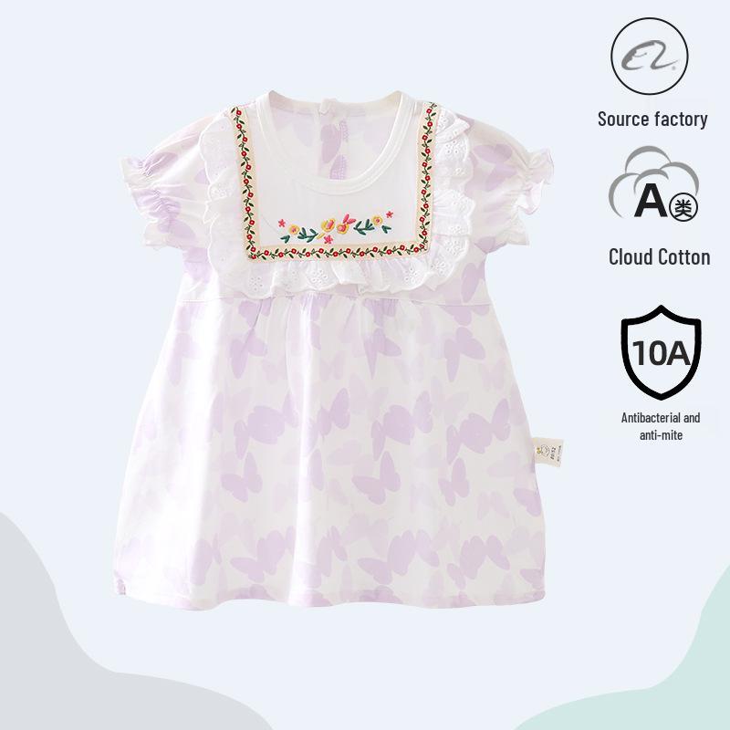 Bestseller Mädchen Sommerkleid mit kurzen Ärmeln aus Baumwolle - Stilvolles Prinzessinnen-Outfit für Kleinkinder