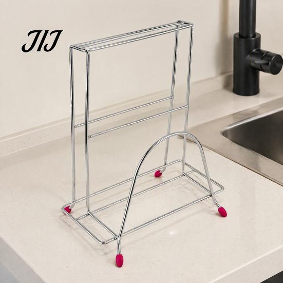 Kitchen Counter Organizer Stainless Steel Chopping Board Storage Rack And Knife Holder for Space Saving Tool Stand Countertop, Vertical Drain Cutting