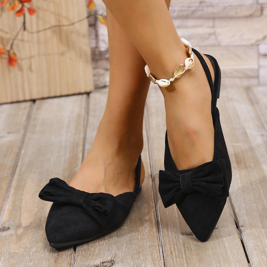 Fashion Women Sandals Pointed Toe White Sandals Women Sweet Bowknot Daily Shoes Ladies 2025 Summer Comfortable Flat Heels Shoes Women