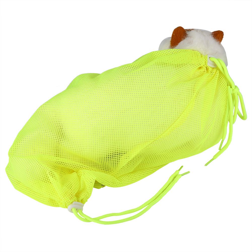 Cat Grooming Bathing Mesh Bag Pet Shower Washing Nails Cutting Ear Cleaning Tool (Yellow)