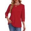 Women's Fashion Loose-Fit Round Neck Color Long-Sleeve Top
