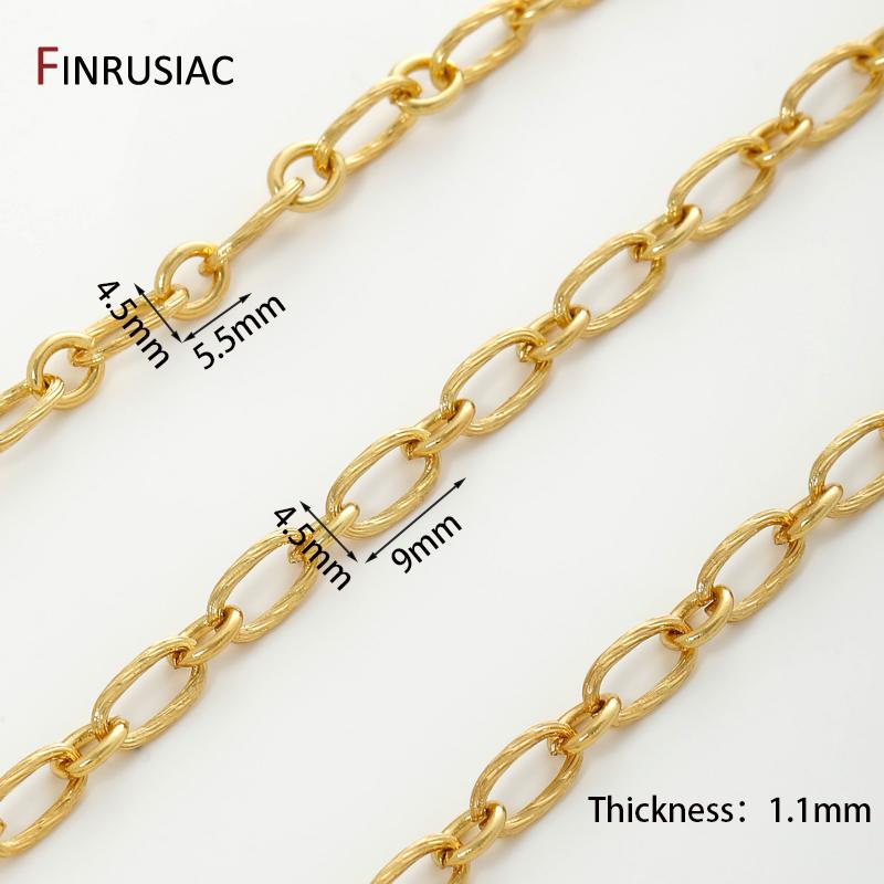

18K Gold Plated Brass Twisted Cable Chains for Jewelry,4.5*9.5mm O Shape Bulk Chain For DIY Necklace Making Supplies 0.5 meter