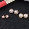 Gold Color Simulated Pearl For Women Hollow Round Accessories Jewelry Earring Sets Stud Earrings