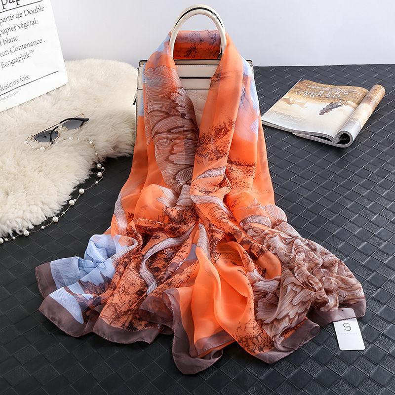 

Meier Soft gauze silk scarf classic spring and summer new mulberry silk long scarf sun protection shawl 140*180CM