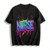 Graffiti Style Nurse Print T-Shirt Trendy Casual Top For Medical Staff Pure Cotton T-shirt