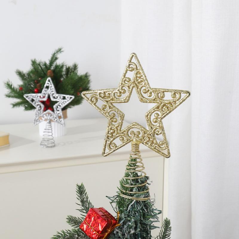 1Pcs Christmas Tree Top Decoration Sparkling 19cm Stars Xmas Party DIY Craft Supplies Home Decoration Navidad New Year 2025 Gift
