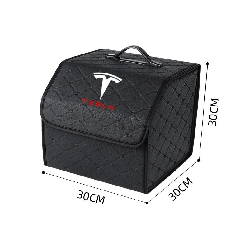 

PU Leather Car Trunk Storage Box Automobile Stowing Tidying Box For Tesla model 3 model X Y style Roadster Accessories