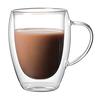 Double Wall Glass Tumbler with Handle Heat-Resistant Insulated Glass Mugs for Coffee Tea Milk 12oz Transparent Drink Cup for Home Office Use