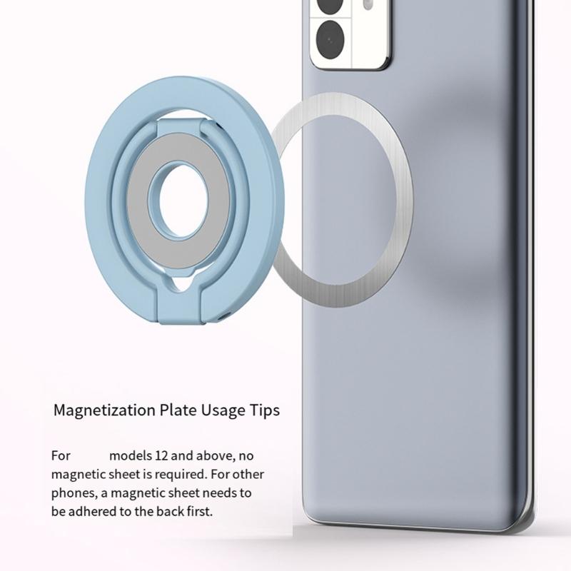 Folding Phone Grip Holder With Double Side Magnet Cellphone Stand For Multi Surfaces Mounting Finger Looped