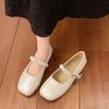 Silver Retro Flat Bottom, Light Mouth Inner Height-increasing Single Shoes, Women's Summer New Models with Skirts, Versatile Mary Jane Shoes