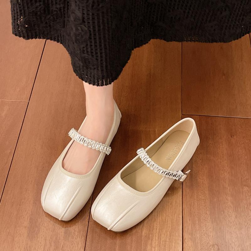Silver Retro Flat Bottom, Light Mouth Inner Height-increasing Single Shoes, Women's Summer New Models with Skirts, Versatile Mary Jane Shoes