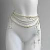 Elegant Multi-Layer Pearl & Tassel Waist Chain with Floral Accents for Women