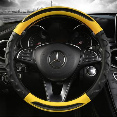 AUSTYLCO Steering Wheel Cover for Kei Protective 3D Carbon Fiber Comfortable To the Interior Yellow Cars, Cover, Stylish, Touch, Stain-Resistant,