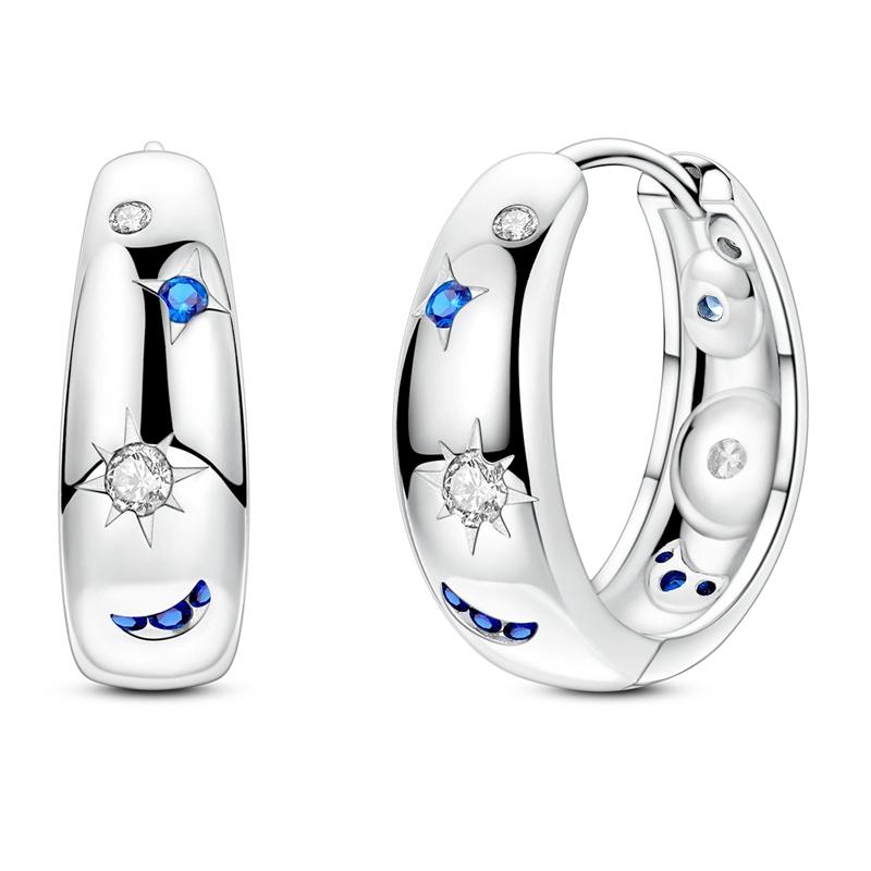 New Earrings 100% Genuine 925 Silver Women Hoop Earring Women's Wedding Engagement Girlfriend Wife Birthday Gift
