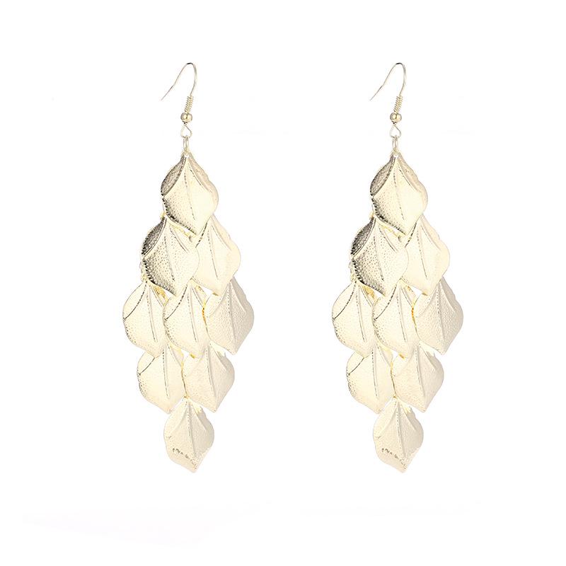 [Fashion Trendy Metal Fringe Long Drop Earrings Exaggerated Elegant Ear Hooks Earrings]