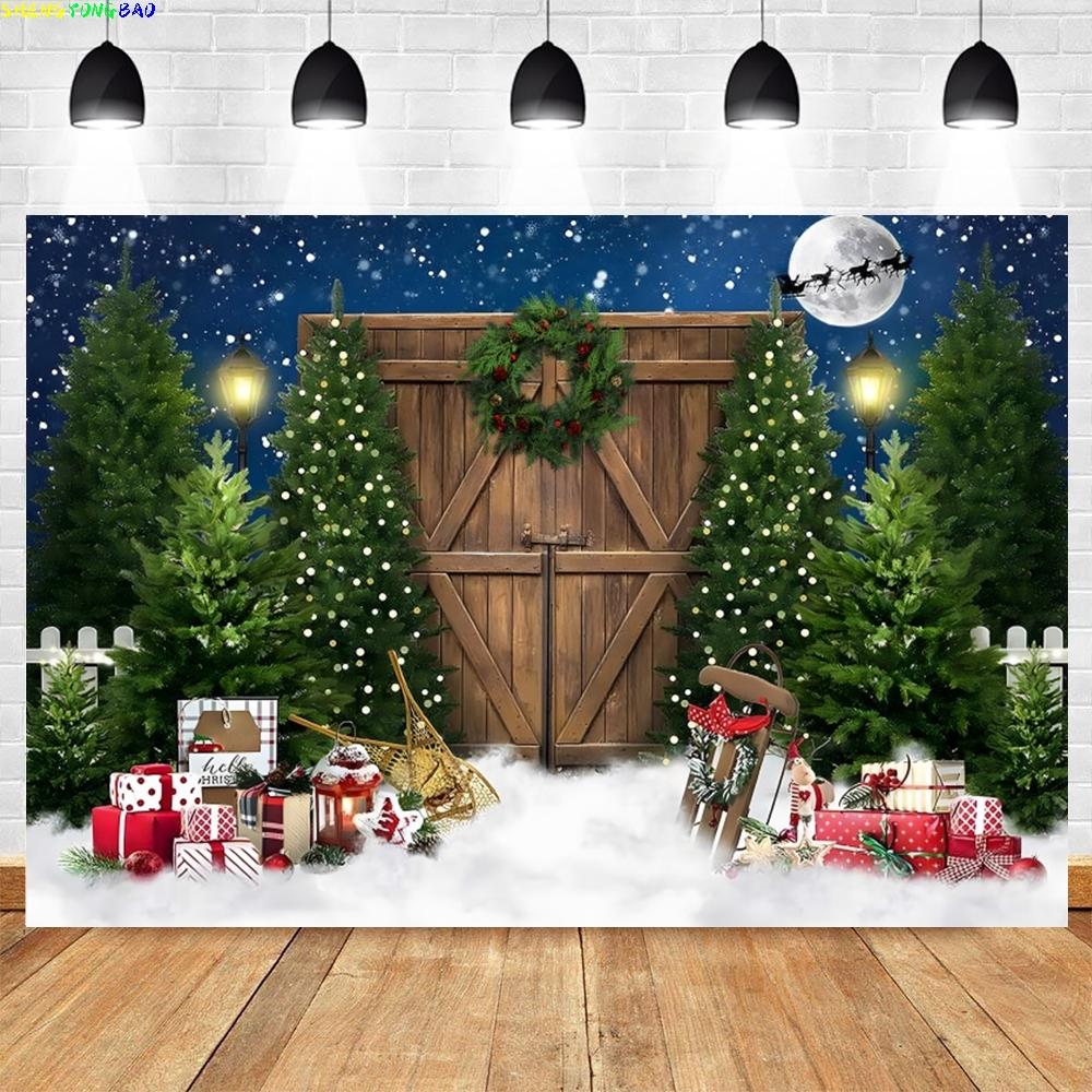 Christmas Backdrop for Photography Xmas Tree Winter Snow Forest Snowflake Natural Scene Baby Portrait Photo Background Studio