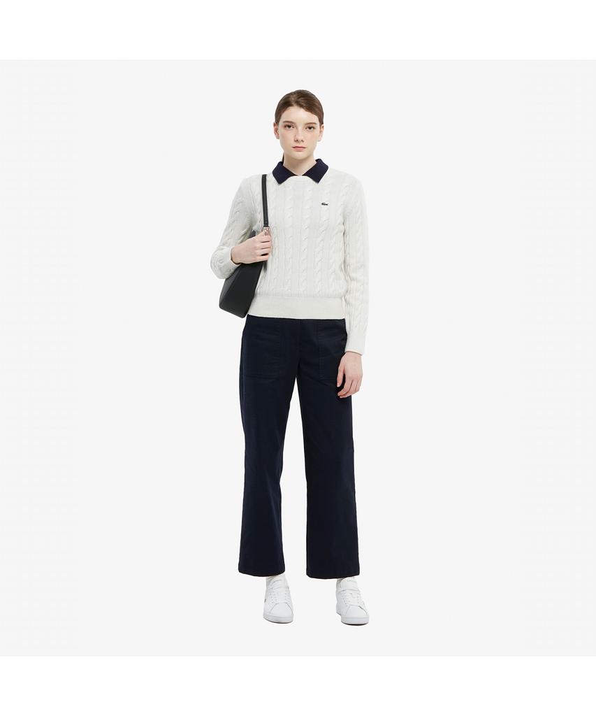 LACOSTE Women'S Cable Crew Neck Sweater Af083E-55N Xfj