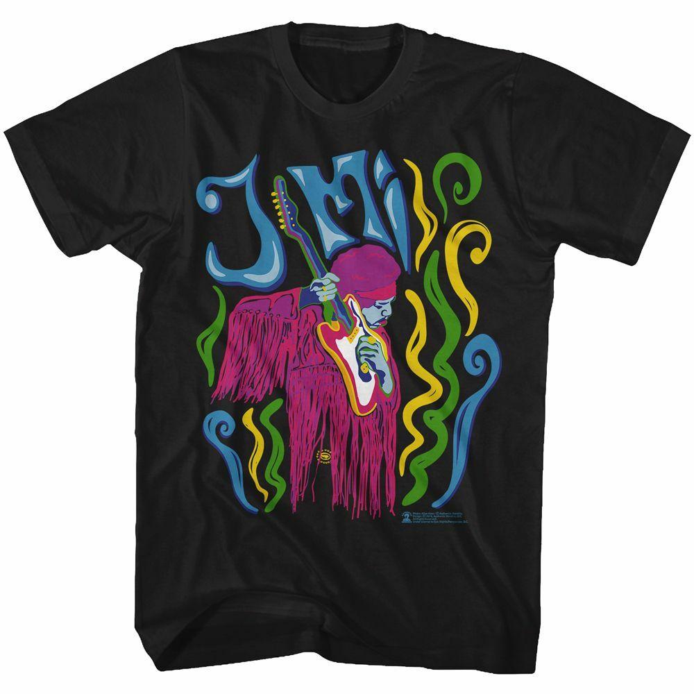 Jimi Hendrix Psychadelic Black Adult T-Shirt XXXXL