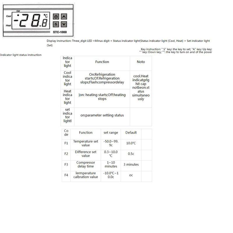 STC 1000 12V 24V 220V Digital Temperature Controller Thermostat Thermoregulator Incubator Relay LED 10A Heating Cooling STC-1000