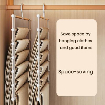 Yousheng Trouser Rack Multi Tier Stainless Steel Pants Hanger 360-Degree Rotating Hook Foldable Design Pants Storage Rack
