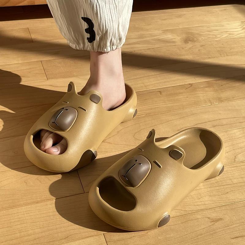 

Fashion Casual Platform Slippers Women Cute Cartoon Designer Shoes Girls Flats Home Fashion Popular Summer Footwear Bathroom Indoor EVA 44-45 коричневый