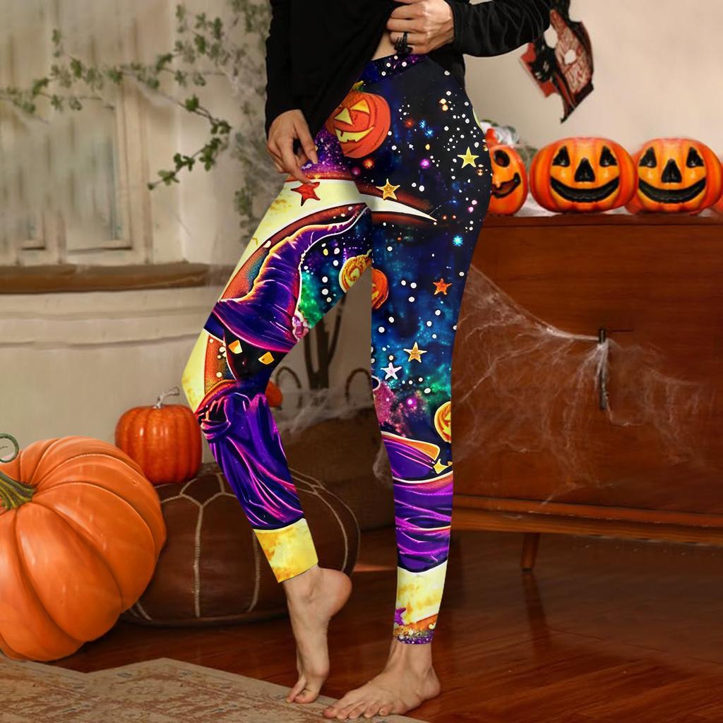Damenhose mit Halloween-Aufdruck, dehnbare, weiche Hosen, lässige Schlafhose für zu Hause