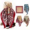New 90cm Vintage Cashew-Print Silk Headscarf for Women – Satin Scarf