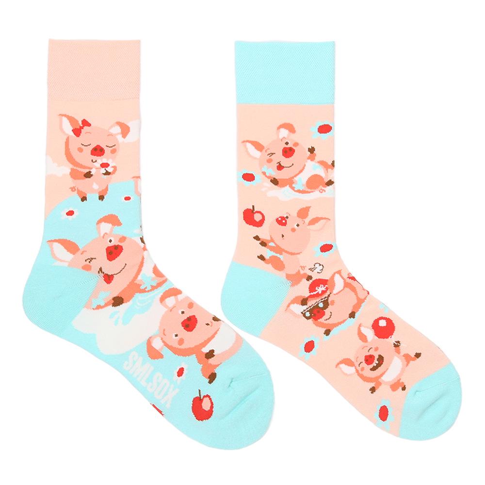 Calzini AB Asimmetrici Trendy Divertenti per Coppia Anatra Mandarina Colorati Calzini a Mezza Gamba SMLSOX