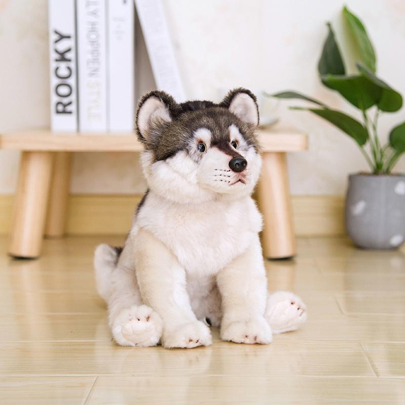 38CM Cute Simulation Wolf Plush Toys Wolf Dog Kids Dolls Lifelike Stuffed Pet Soft Anime Decor Collection Toys For Children Kids