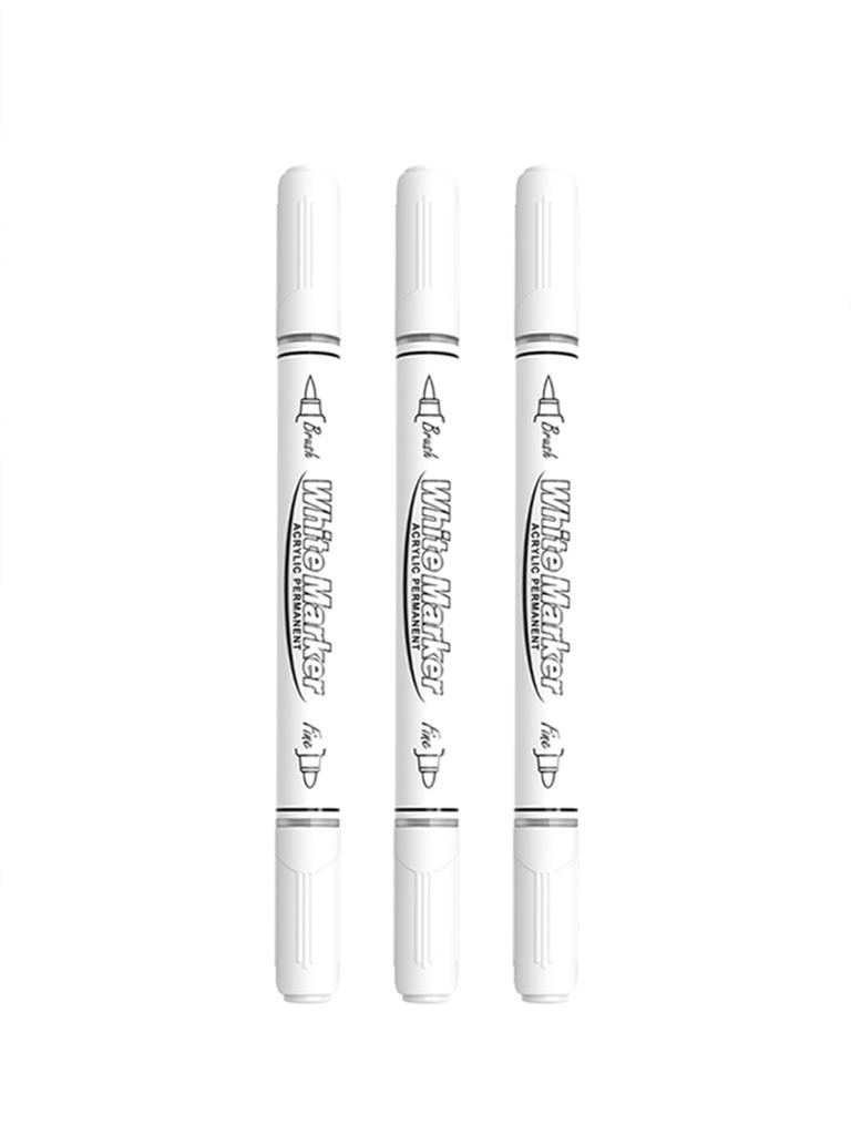 Black/White Large Capacity Dual Tip Permanent Acrylic Paint Pen for Art Supplies Fabric Paint, Markers for DIY Art Brush Pen Set
