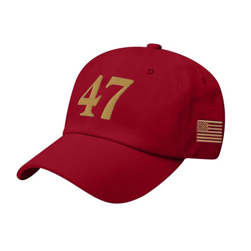 Casual Adult 47 Embroidered Peaked Baseball Cap Adjustable Outdoor Sun Hat for Men And Women White Black Red