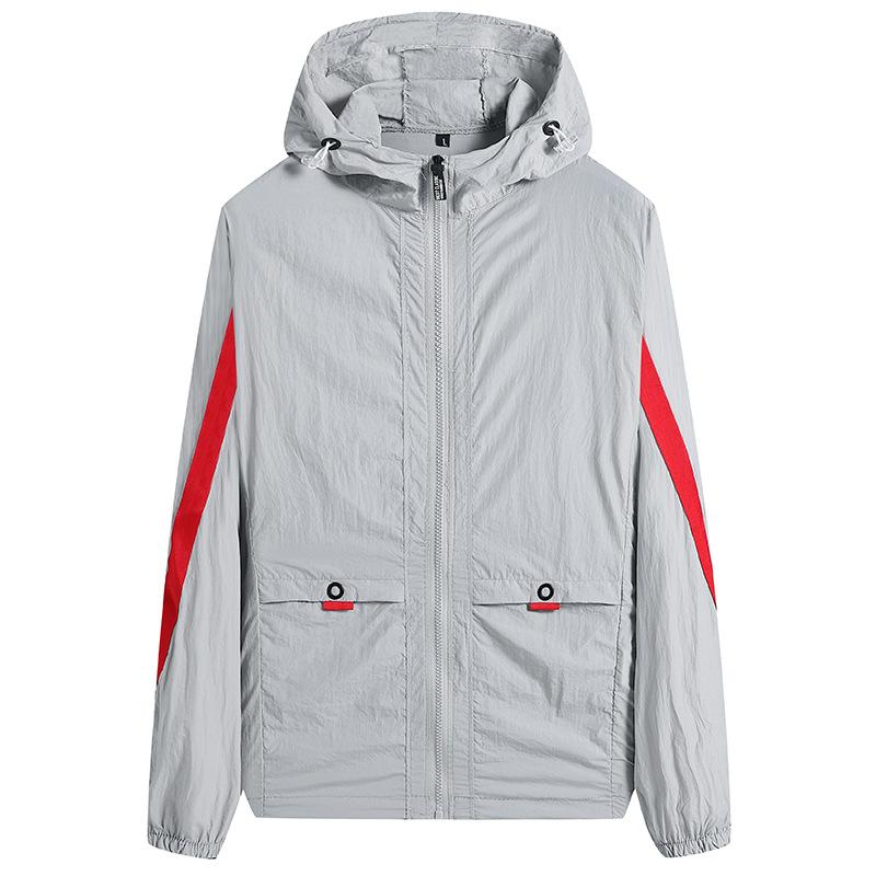 Sunscreen Clothing Men s Summer Casual Outdoor Couple Hooded Sunscreen Clothing Jacket Thin Section M серый