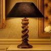 50 Cm Table Lamp for Bedroom Living Room Bedside Reading Lamp, E27 Holder Bulb Included Twister Classic Black Wooden Rustic for Home Decor