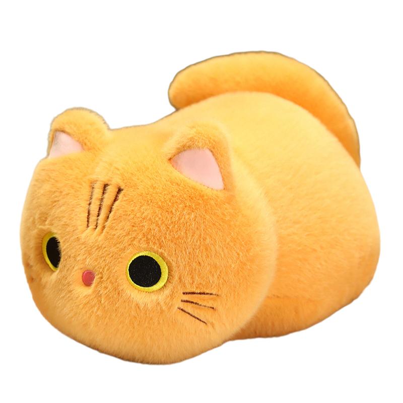 25/35cm Squishy & Long Plush Cat Plush Lying Pillow Stuffed Orange White Black Grey Eyes Closed Eyes Kawaii Companion Gift