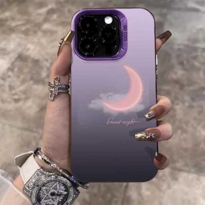 Trendy Drop-Proof Pink Moon iPhone Case for iPhone 17, 16, 15 Pro, 13 Pro Max, and 12X