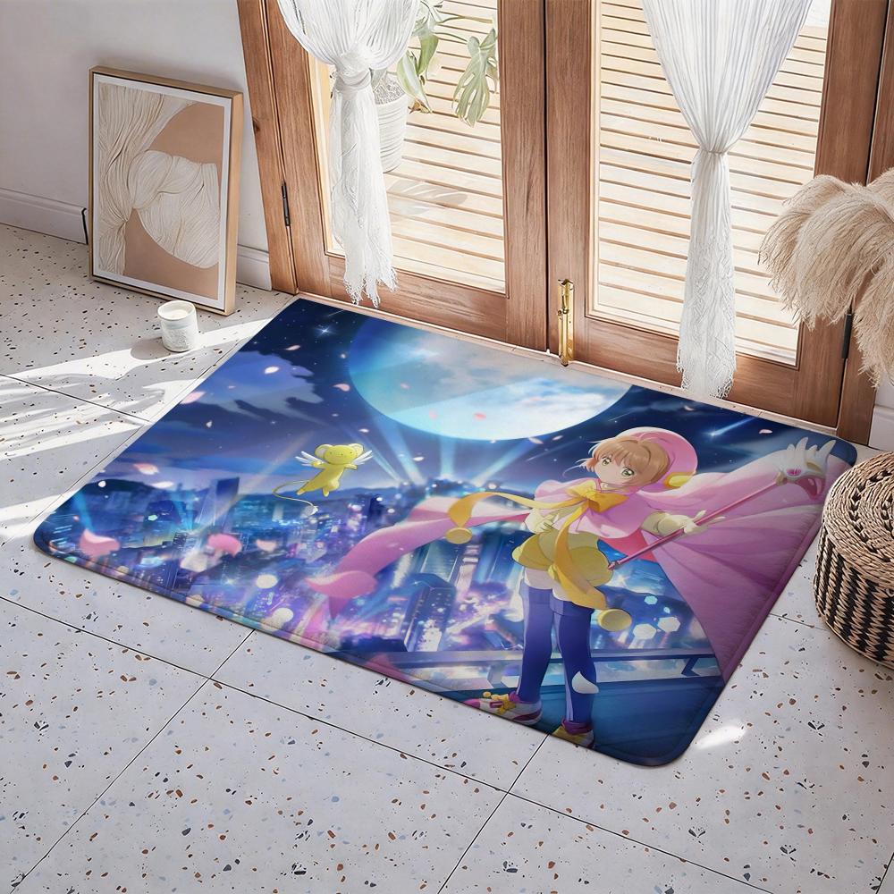 C Cardcaptor S Sakura Cartoon Floor Mat Eco Flannel Doormat Non Slip Odorless Indoor Floor Rug Soft Short Plush Home Mat