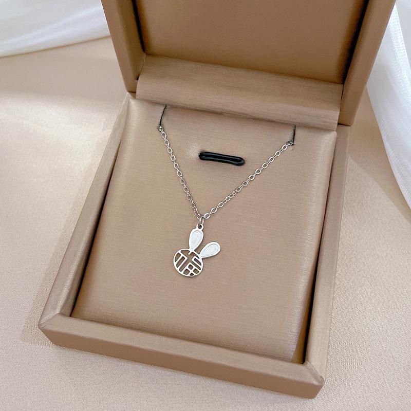 Titanium Steel Auspicious Rabbit Minimalist Furnace Real Gold Necklace Female Collarbone Chain Accessories