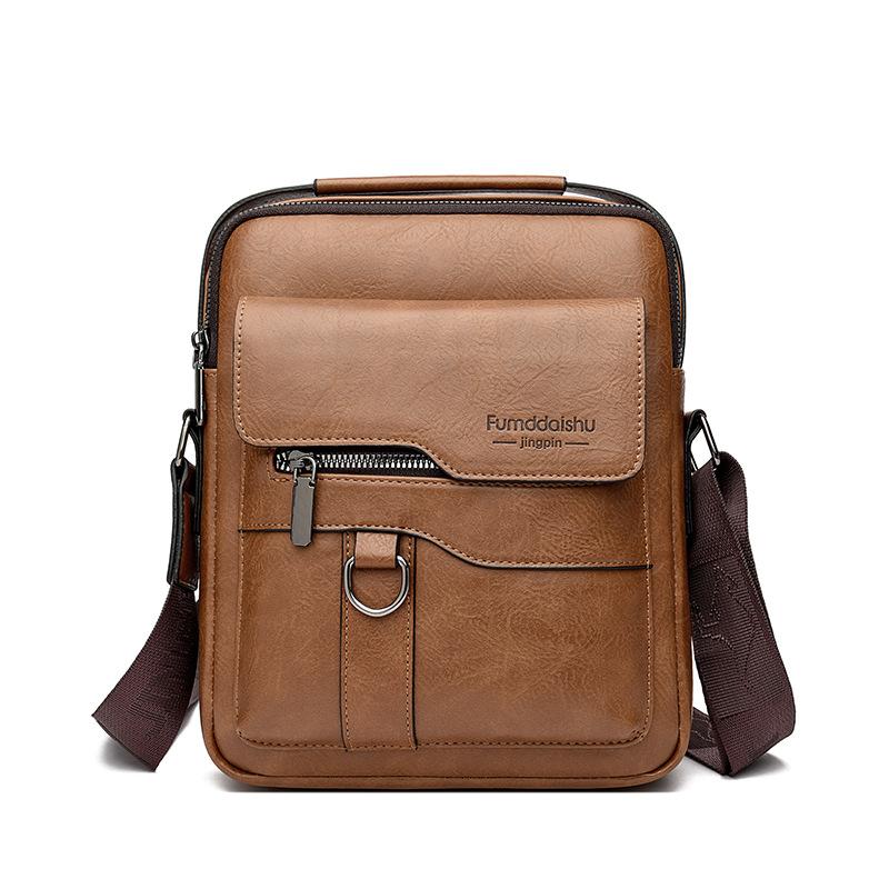 New Messenger Bag Men's Shoulder Bag Retro Vertical Portable Business Men's Bag Casual Men's Leather Bag Satchel