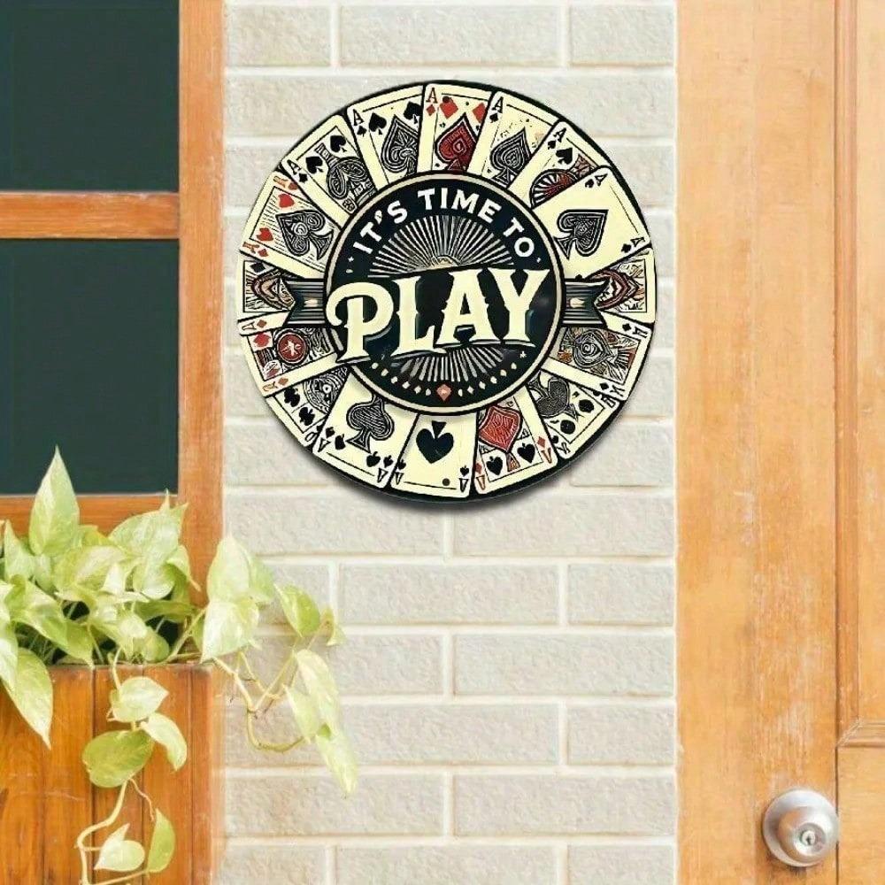 Vintage Poker 2D Flat Metal Wall Sign Retro Aluminum Tin Plaque for Home Decor Man Cave Garage Bar Club Art