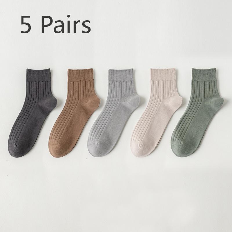 

5 пар мужских весенне-летних новых носков-труб из чистого хлопка без косточек, дезодорирующих, впитывающих влагу, однотонных, деловых 5 Pairs